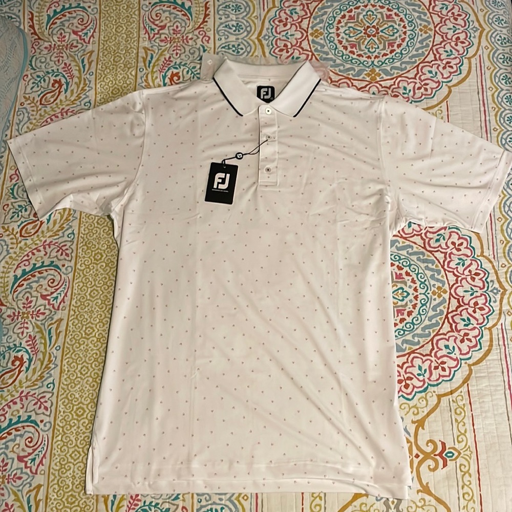 Footjoy Golf Shirt size XL White and light Purple. NWT